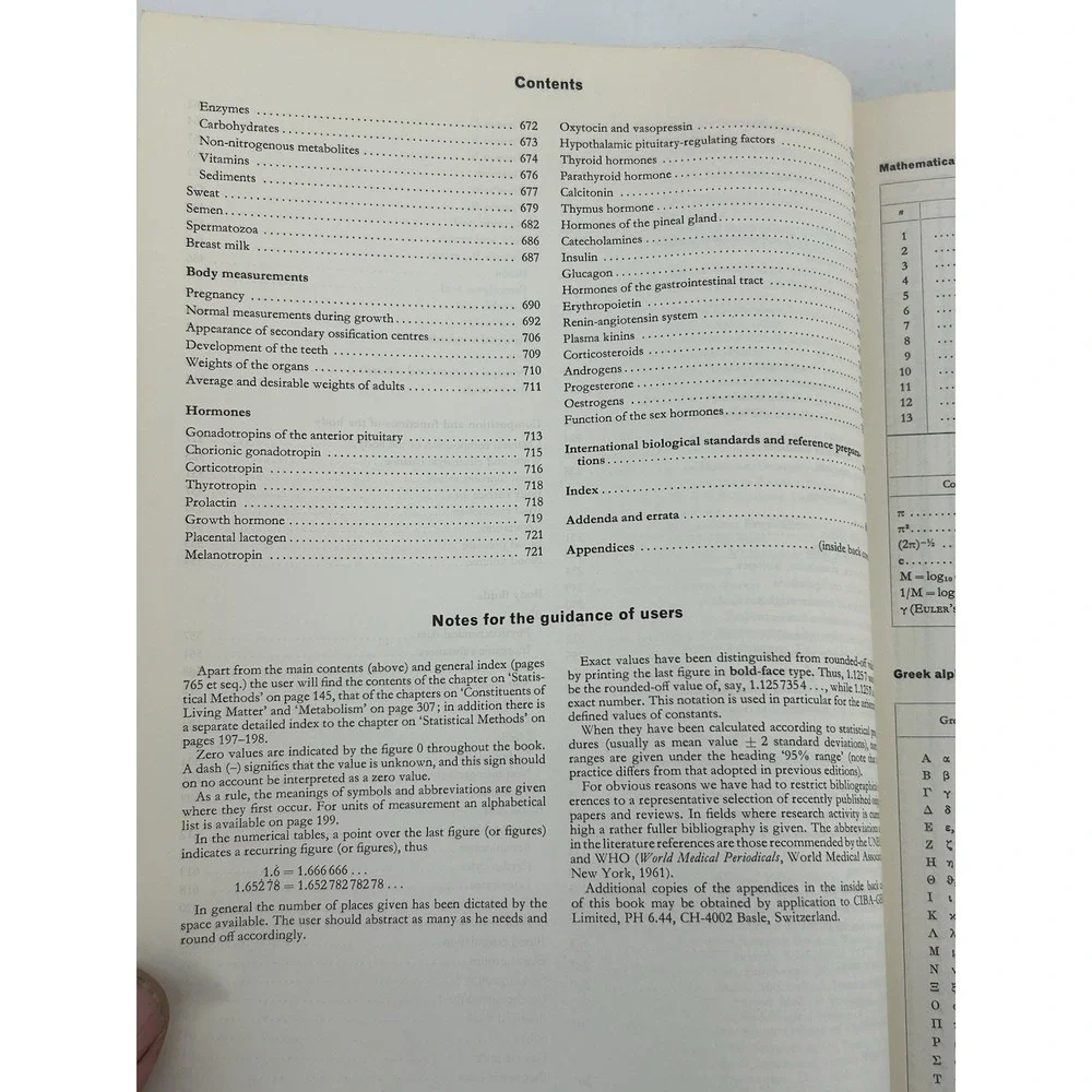 Scientific Tables Diem Lentner 7th Edition Geigy Reference 1970 Hardcover
